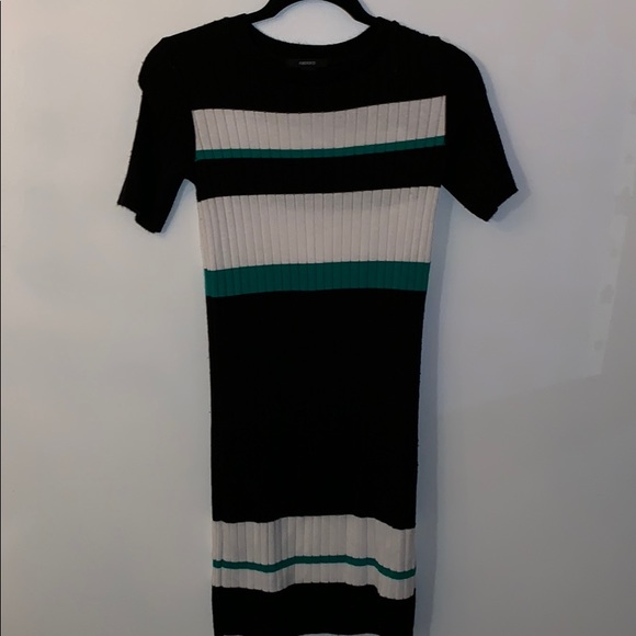Forever 21 Dresses & Skirts - Black white and green striped dress